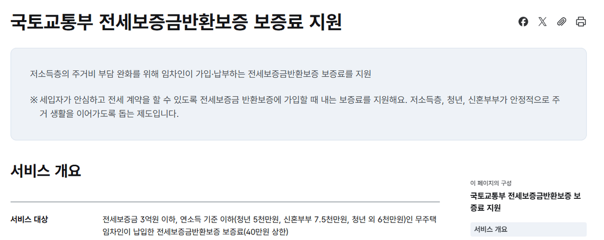 전세보증금반환보증 보증료 지원